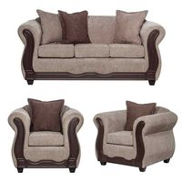 Juego de Living Black Factory Barcelona Sofá 3 Cuerpos + Dos Sillones 1 Cuerpo Beige