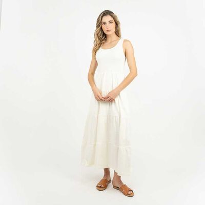 Vestido Maxi Sin Mangas Mujer Zibel Crudo