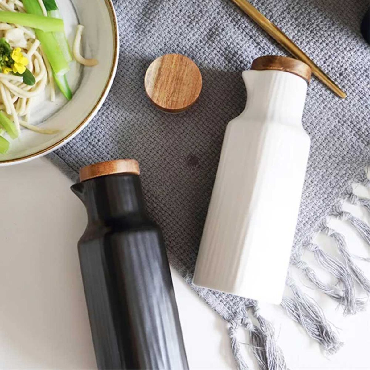 Set 2 Piezas Alcuza Cerámica Cuadrada Simplit 500 ml