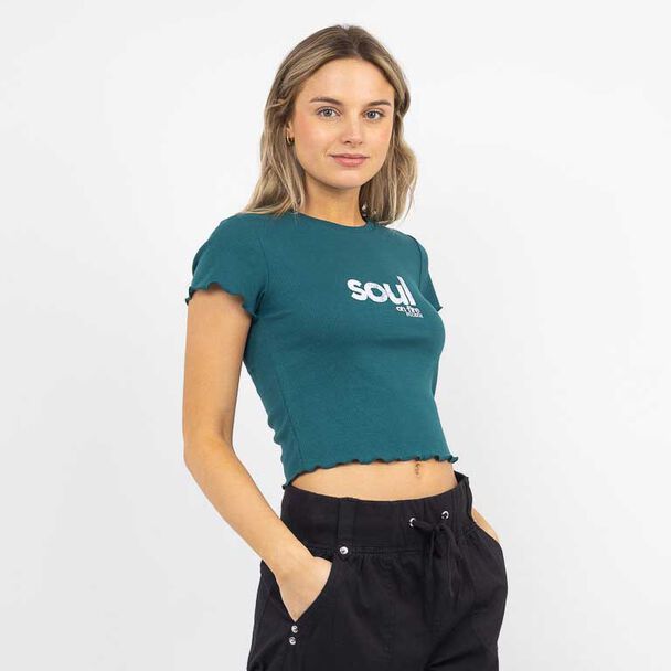 Polera Crop Con Estampado Mujer Icono