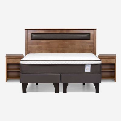 Imagen 1 del producto Cama Europea Rosen Base Dividida 2 Plazas New Style 4 Plus + Respaldo + 2 Veladores Ferrarra