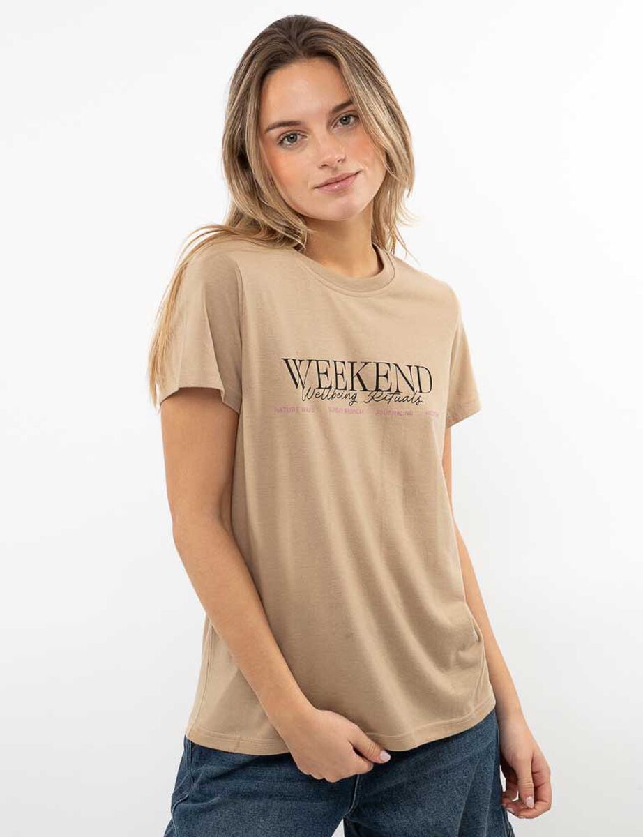 Polera Con Estampado Manga Corta Mujer Icono