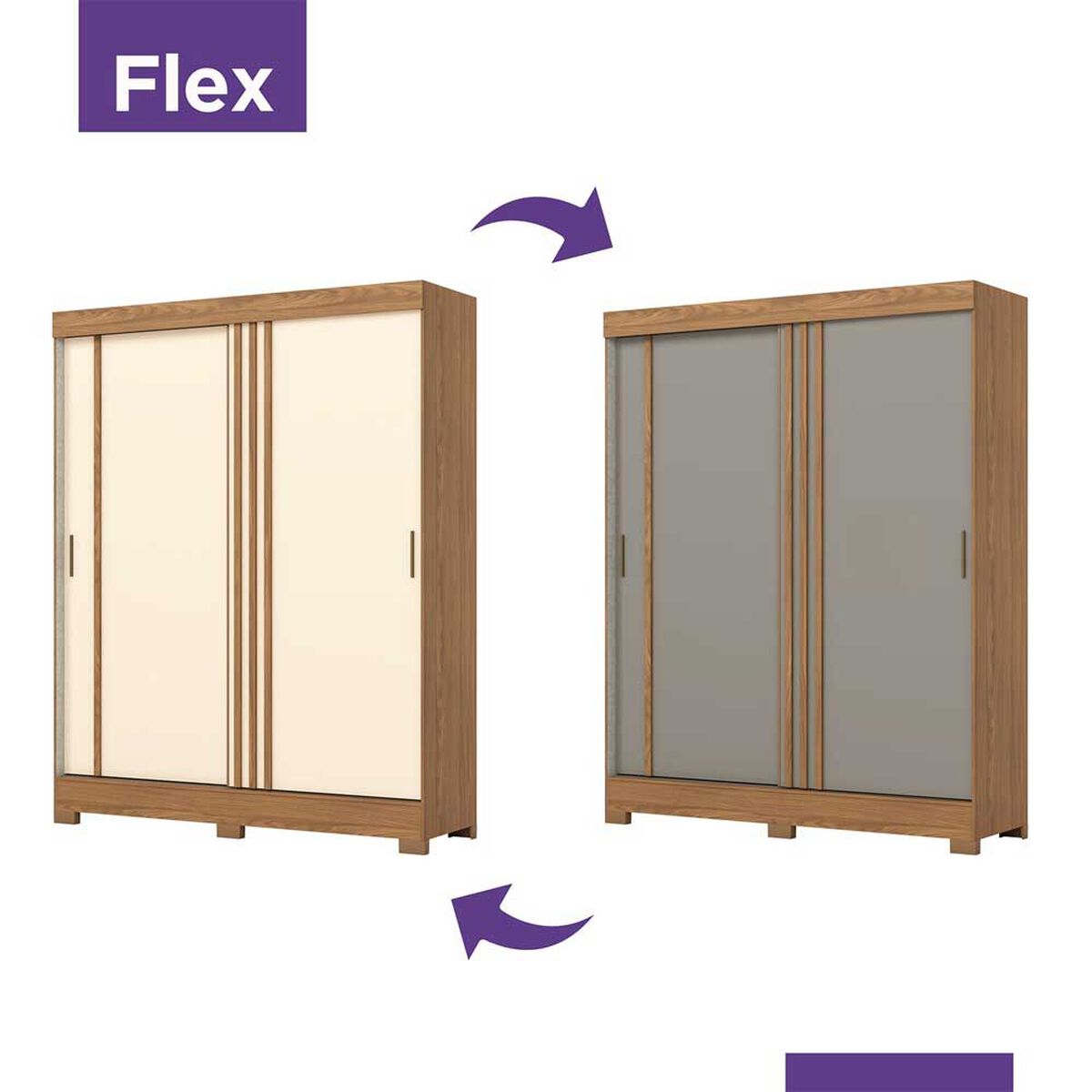 Clóset Home Mobili Amy Flex 2 Puertas 2 Cajones Beige