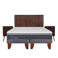 Cama Europea CIC Base Dividida King Ortopedic Advance + Respaldo + 2 Veladores Baker