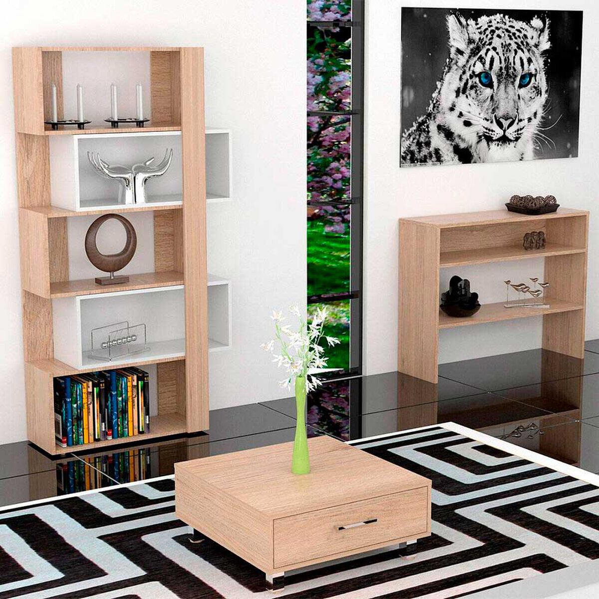 Biblioteca + Mesa de Centro + Arrimo Beijing TuHome