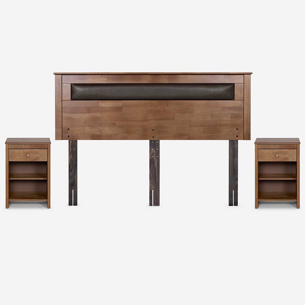 Cama Europea Rosen Base Dividida King New Style 6 + Respaldo + 2 Veladores Ferrara