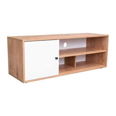 Rack TV TuHome Noah 55" Macadamia y Blanco