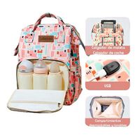 Mochila Maternal Impermeable con Usb Lubabycas Rosada