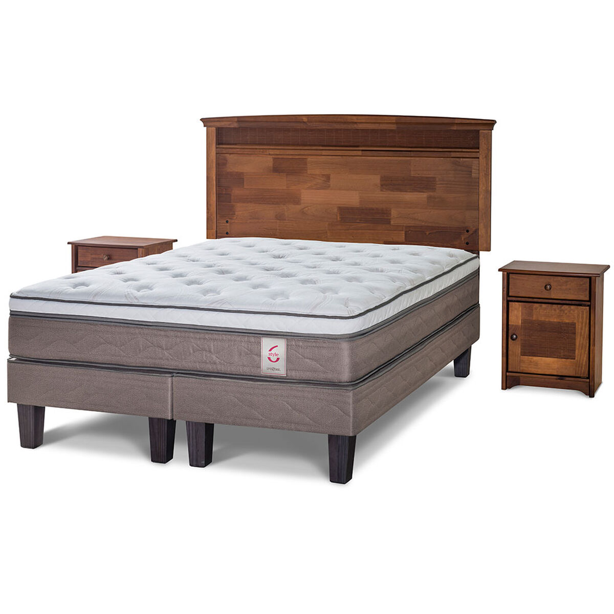 Cama Europea Rosen Base Dividida King New Style 6 + Set Maderas Veneto