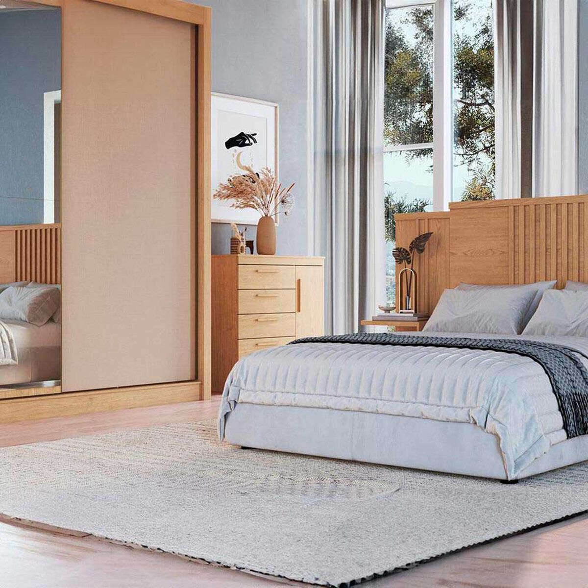 C&oacute;moda Vekkahome Lille 3 Cajones 2 Puertas Caf&eacute;