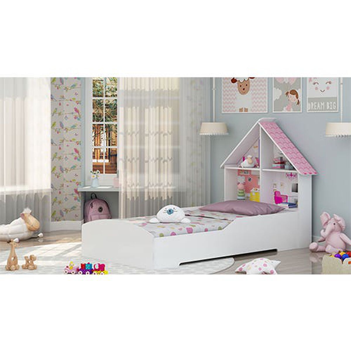 Base Cama Funcional Decocasa 1 Plaza Casinha Blanco