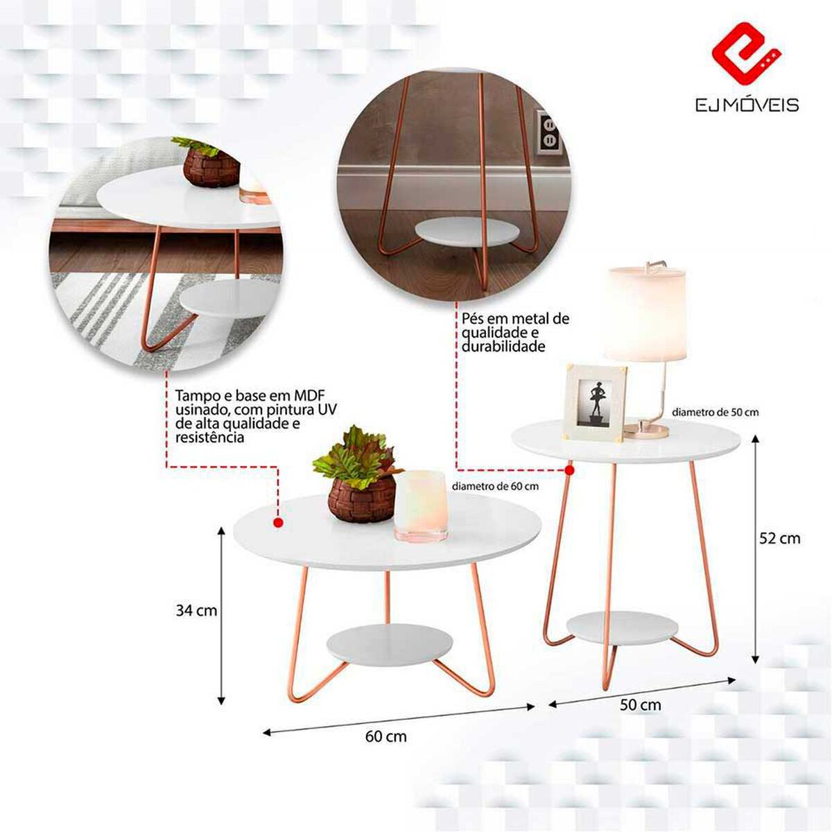 Set 2 Mesas de Centro Onessta Liz Blanco