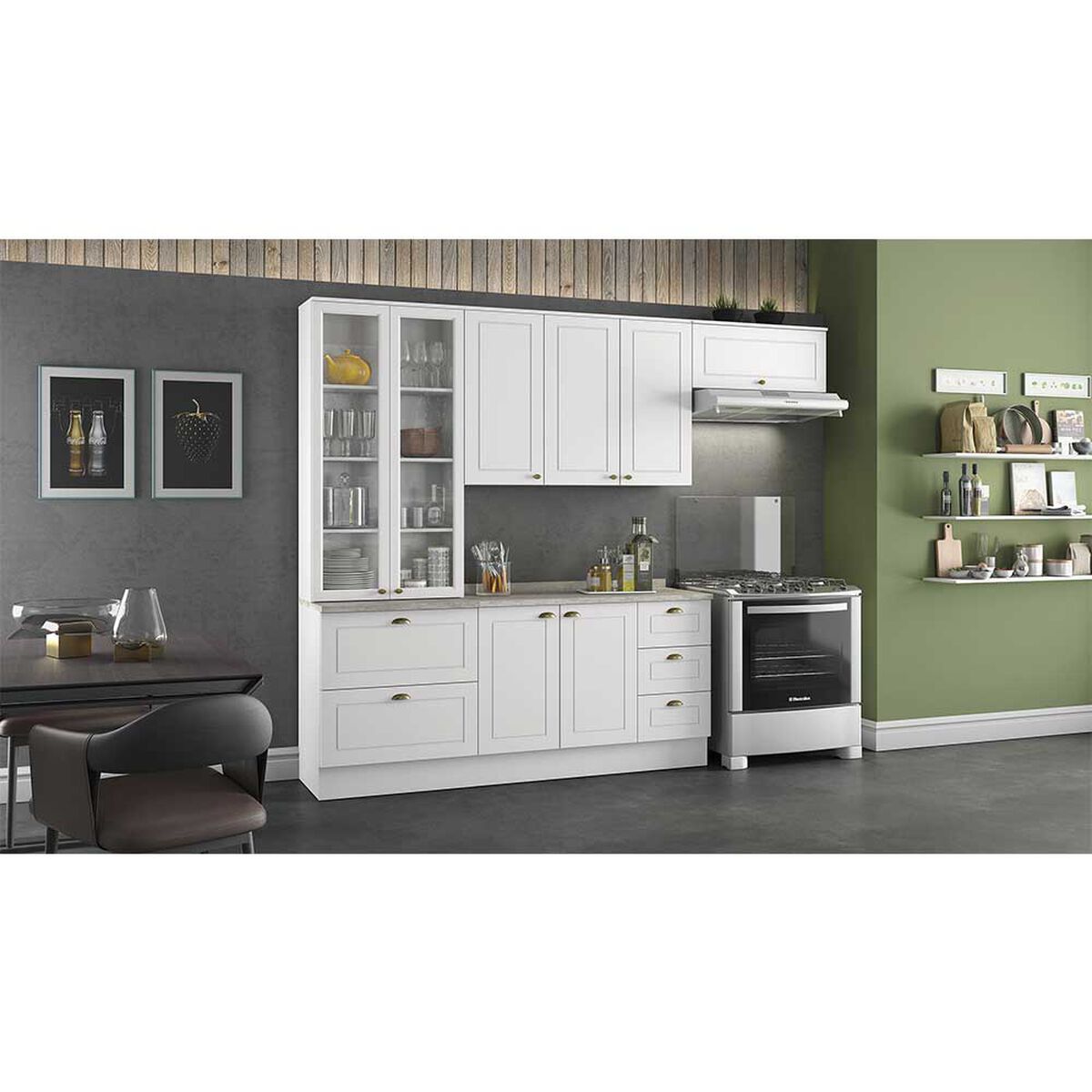 Mueble de Cocina Base Home Mobili Tulum 3 Cajones 2 Puertas Blanco