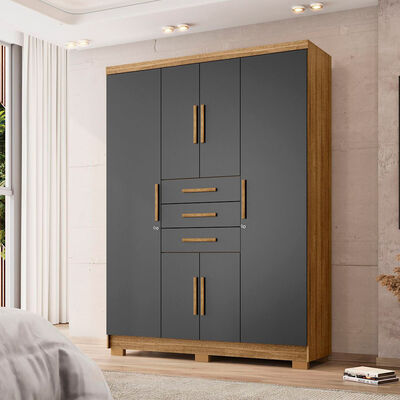 Closet Vekkahome Taurus 6 Puertas 3 Cajones Gris