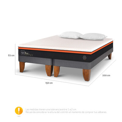 Imagen 2 del producto Cama Europea CIC Base Dividida 2 Plazas Bee Comfort + Almohadas