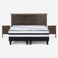 Cama Europea Rosen Base Dividida King Anna + Respaldo + 2 Veladores