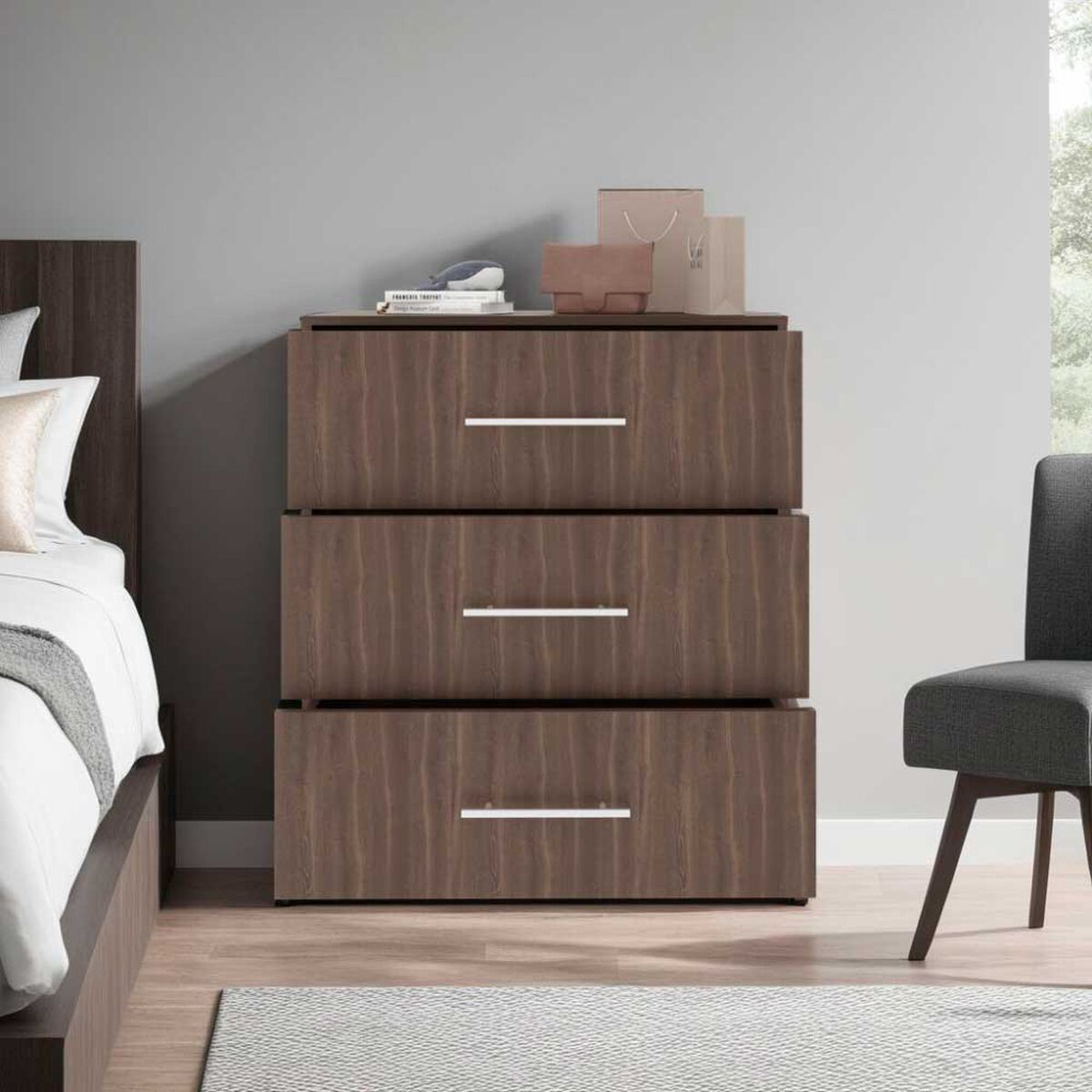 C&oacute;moda Tuhome Bigaf 3 Cajones Milan y Wengue