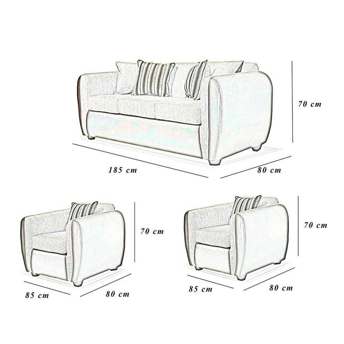 Juego de Living Elegant Detail Oklahoma Sof&aacute; 3 Cuerpos + Dos Sillones 1 Cuerpo Caf&eacute;