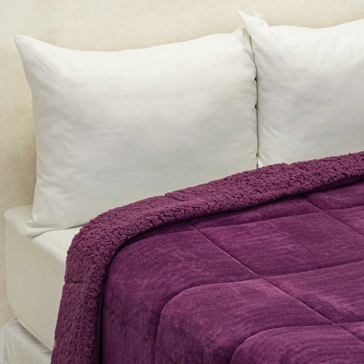 Plumón Coral Sherpa Casanova 1,5 Plazas Liso Violeta