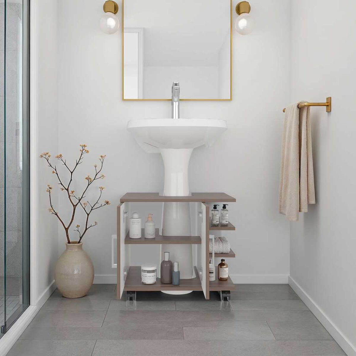 Mueble para Lavamanos Tuhome Bath 300 Avellana Blanco