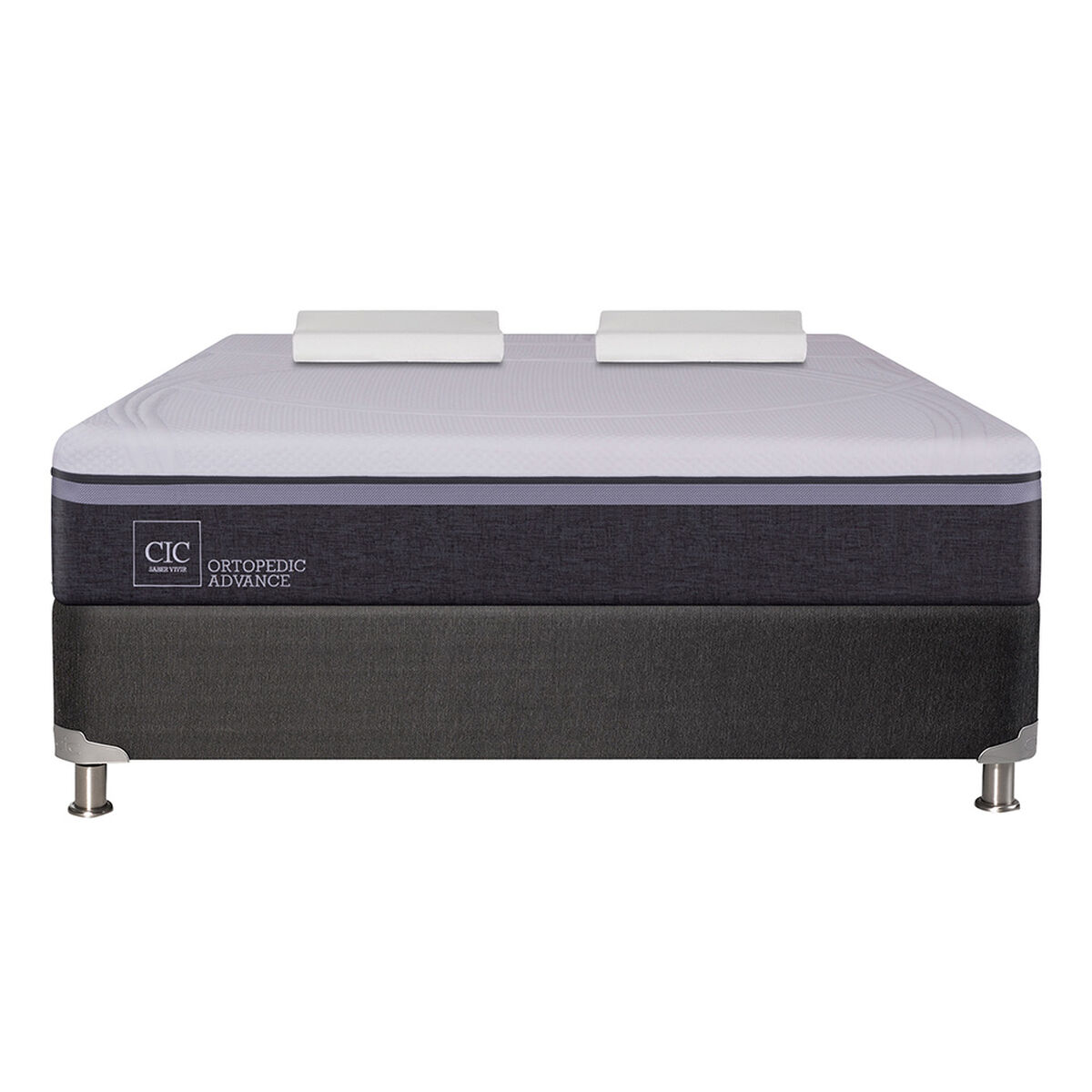 Box Spring CIC 2 Plazas Ortopedic Advance + Almohadas