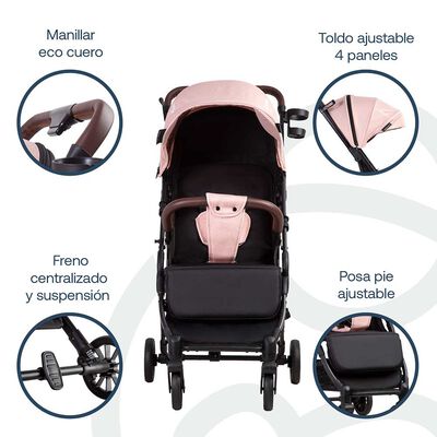 Imagen 2 del producto Coche Maleta UltraCompacto Paseo Micro SX Rosa Bebesit