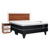 Cama Europea Celta Base Dividida 2 Plazas Black Soul + Respaldo + 2 Veladores Alicante