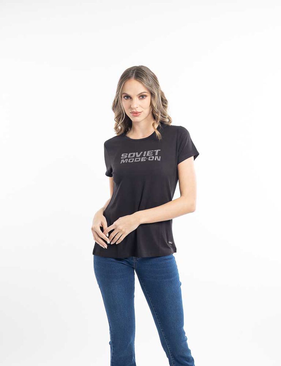 Polera Con Estampado Manga Corta Mujer Soviet