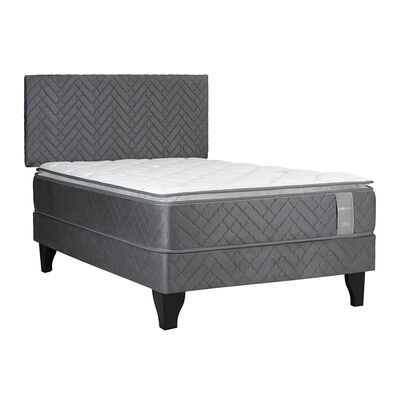Cama Europea Celta 1,5 Plazas Carbono + Respaldo Acolchado