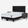 Cama Europea Rosen Base Dividida 2 Plazas Art 4 + Respaldo + 2 Veladores Issey