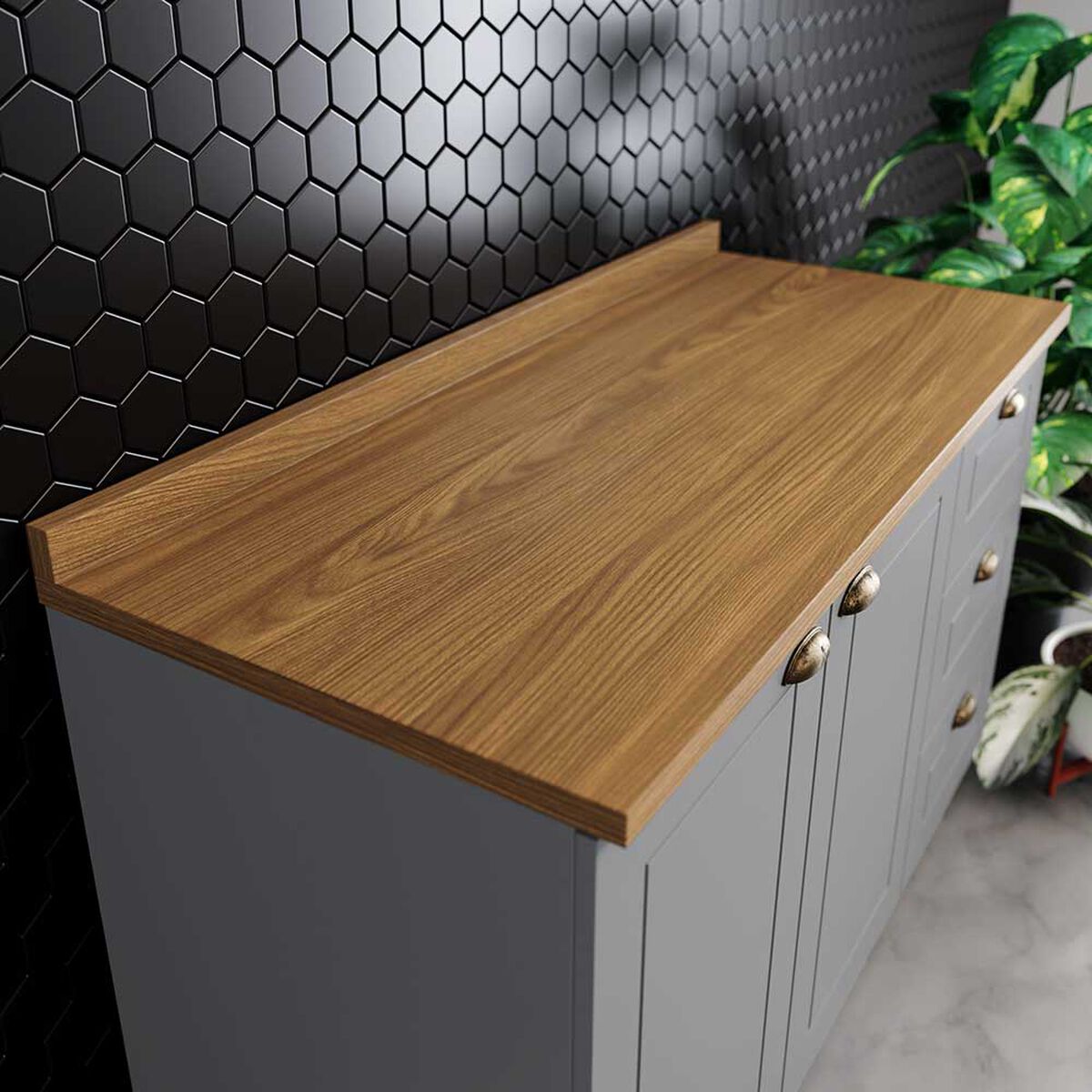 Mueble de Cocina Home Mobili Americana 3 Cajones 2 Puertas Gris