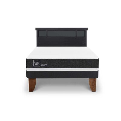 Cama Europea CIC 2 Plazas Ortopedic + Respaldo Dublin Negro