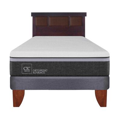 Cama Europea CIC 1,5 Plazas Ortopedic Advance + Respaldo New Dublin Chocolate