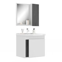 Combo Baño Vanitorio + Espejo Home Mobili Parati Blanco Gris