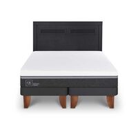 Cama Europea CIC Base Dividida King Ortopedic Advance + Respaldo Milan Negro