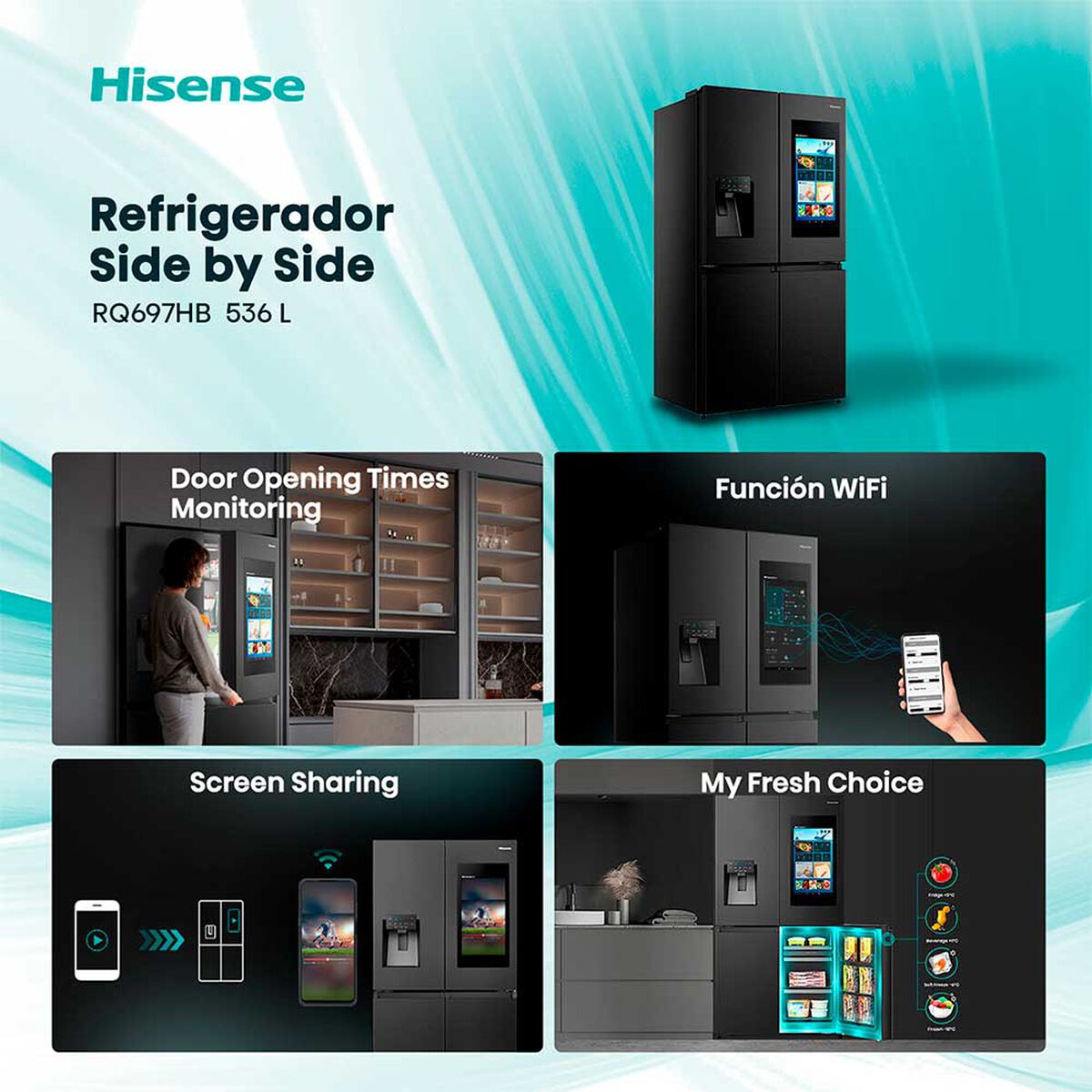 Refrigerador Side by Side Hisense RQ697HB 536 lts.