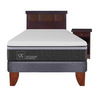 Cama Europea CIC 1,5 Plazas Ortopedic Advance + Respaldo + Velador Dublin Chocolate