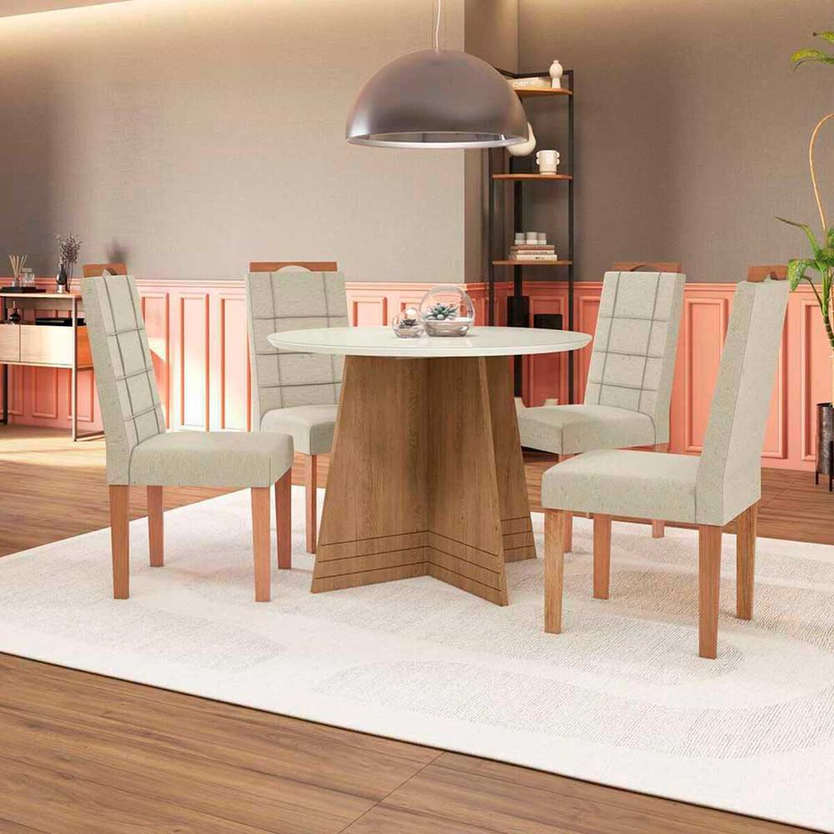 Juego de Comedor Yardas Capri 4 Sillas Off White