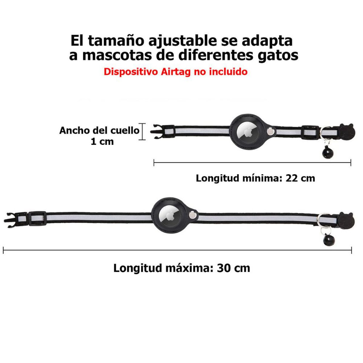 Collar para Gato Laudtec Airtag Negro