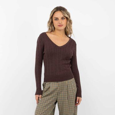 Sweater Mujer Icono Cafe, Negro, Rosado