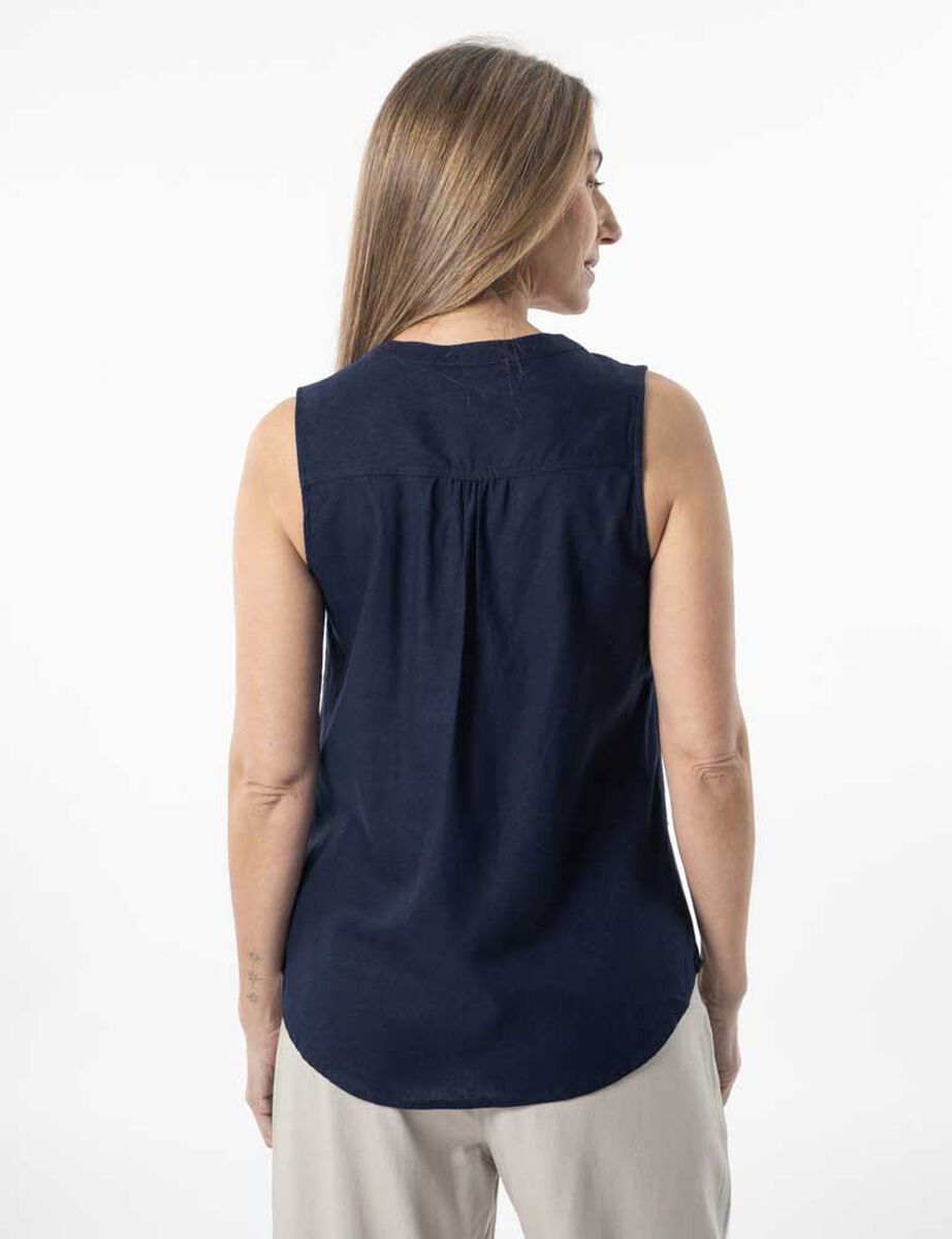 Blusa Lino Sin Mangas Mujer Portman Club