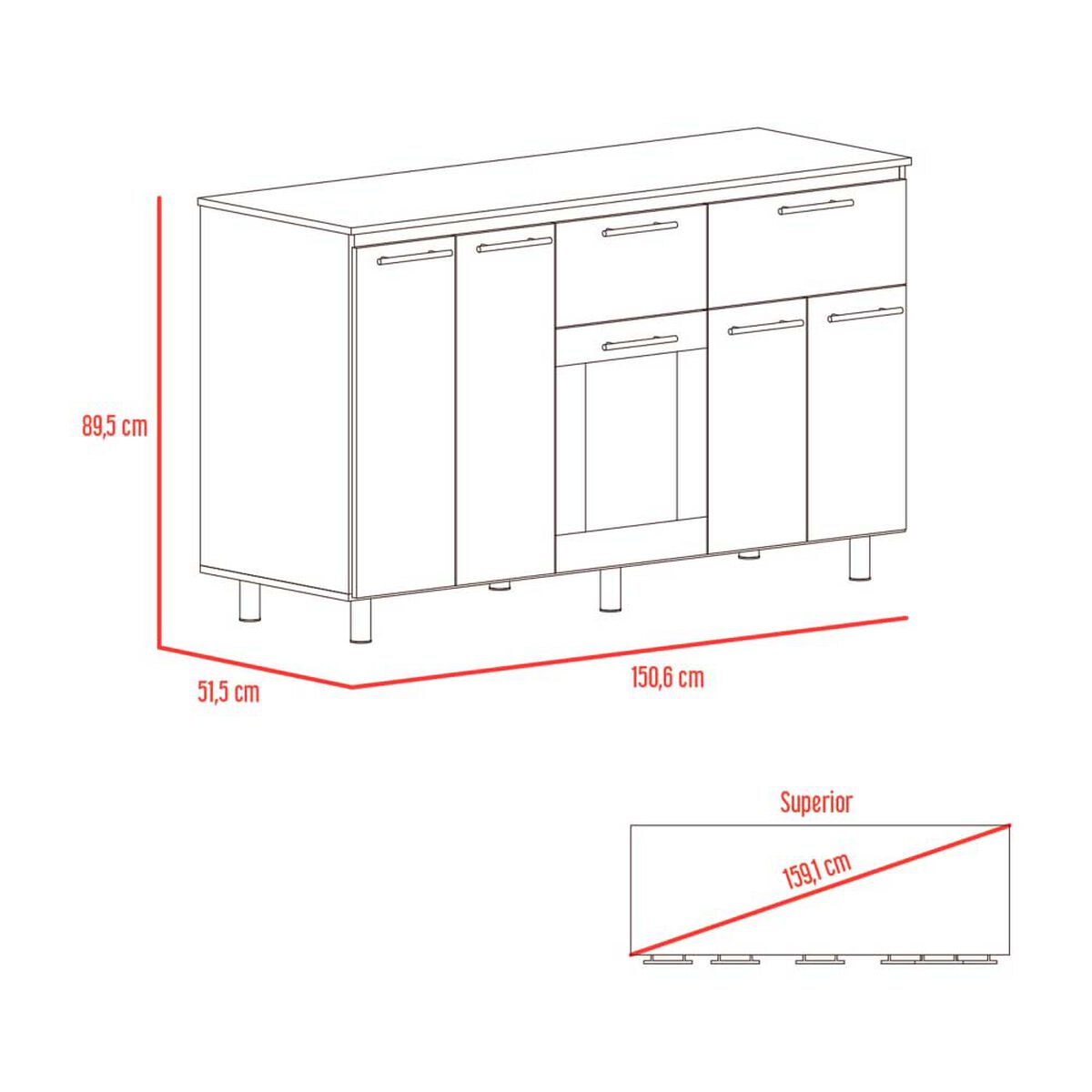 Combo Modulo Inferior con Top + Modulo Superior TuHome Hasselt Gris Rovere