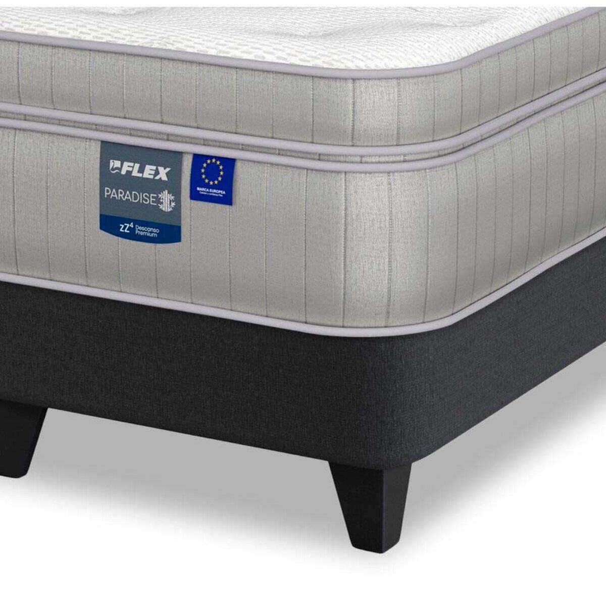 Cama Europea Flex 2 Plazas Paradise + Respaldo Design Grafito