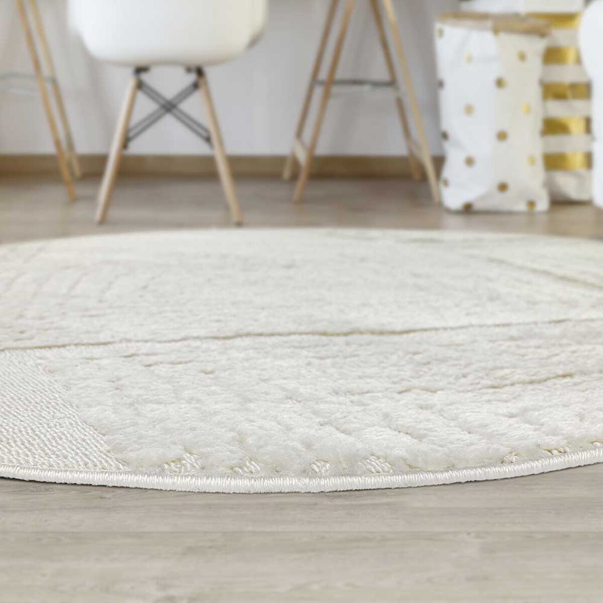 Alfombra Redonda Modalfo Palafito Blanca 160 x 160 cm