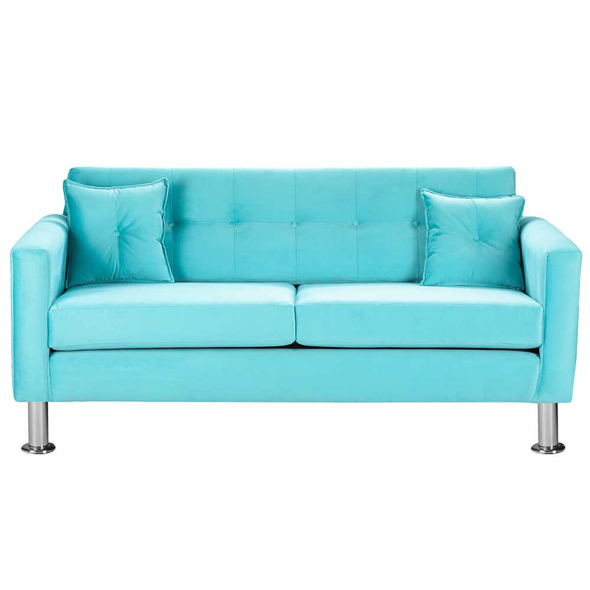 Juego de Living Bodevir New Retro Felpa 12 Sof&aacute; 3 Cuerpos + Dos Pouf 1 Cuerpo Turquesa&nbsp;