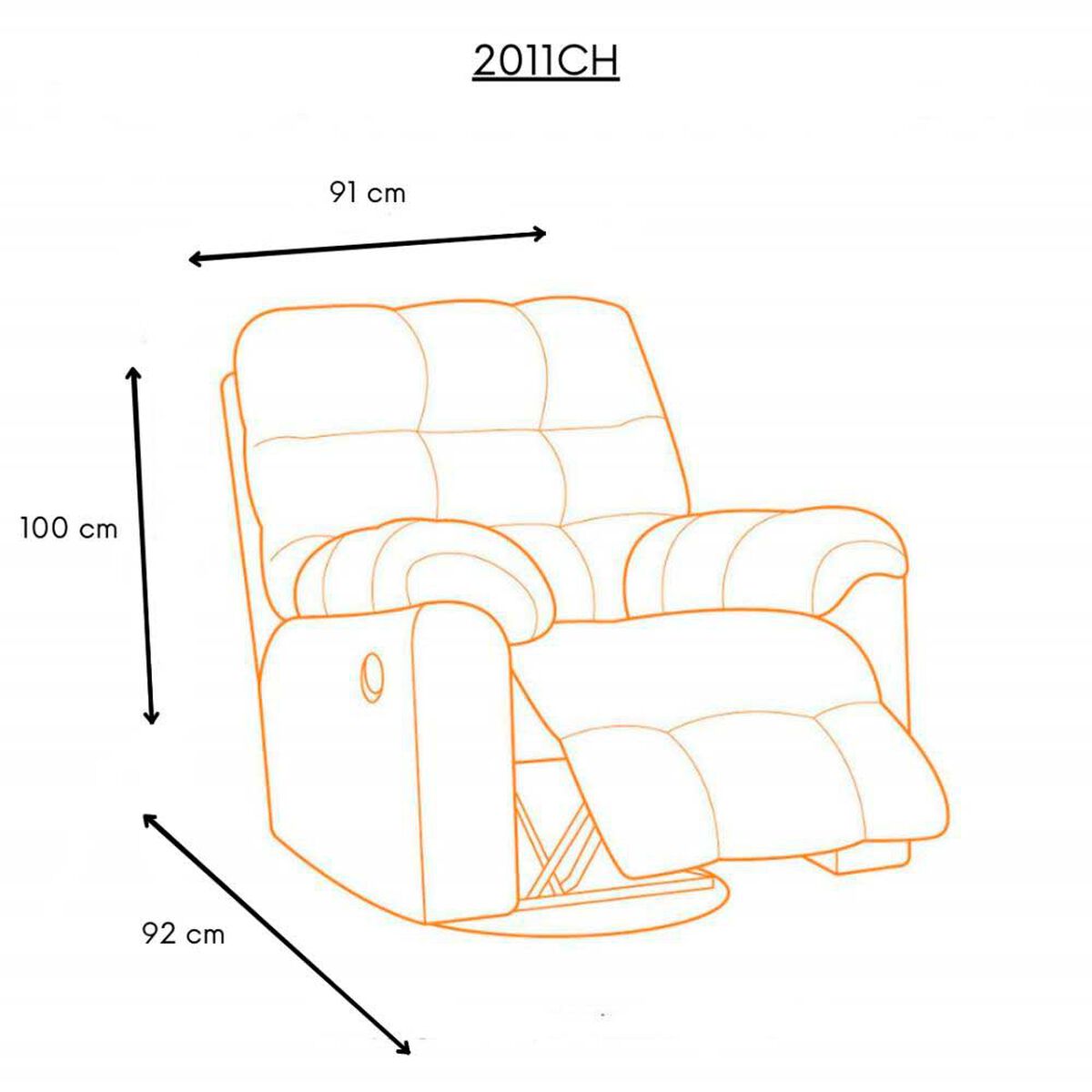 Berger Reclinable Eléctrico Daniels 2011CHGR 1 Cuerpo Gris