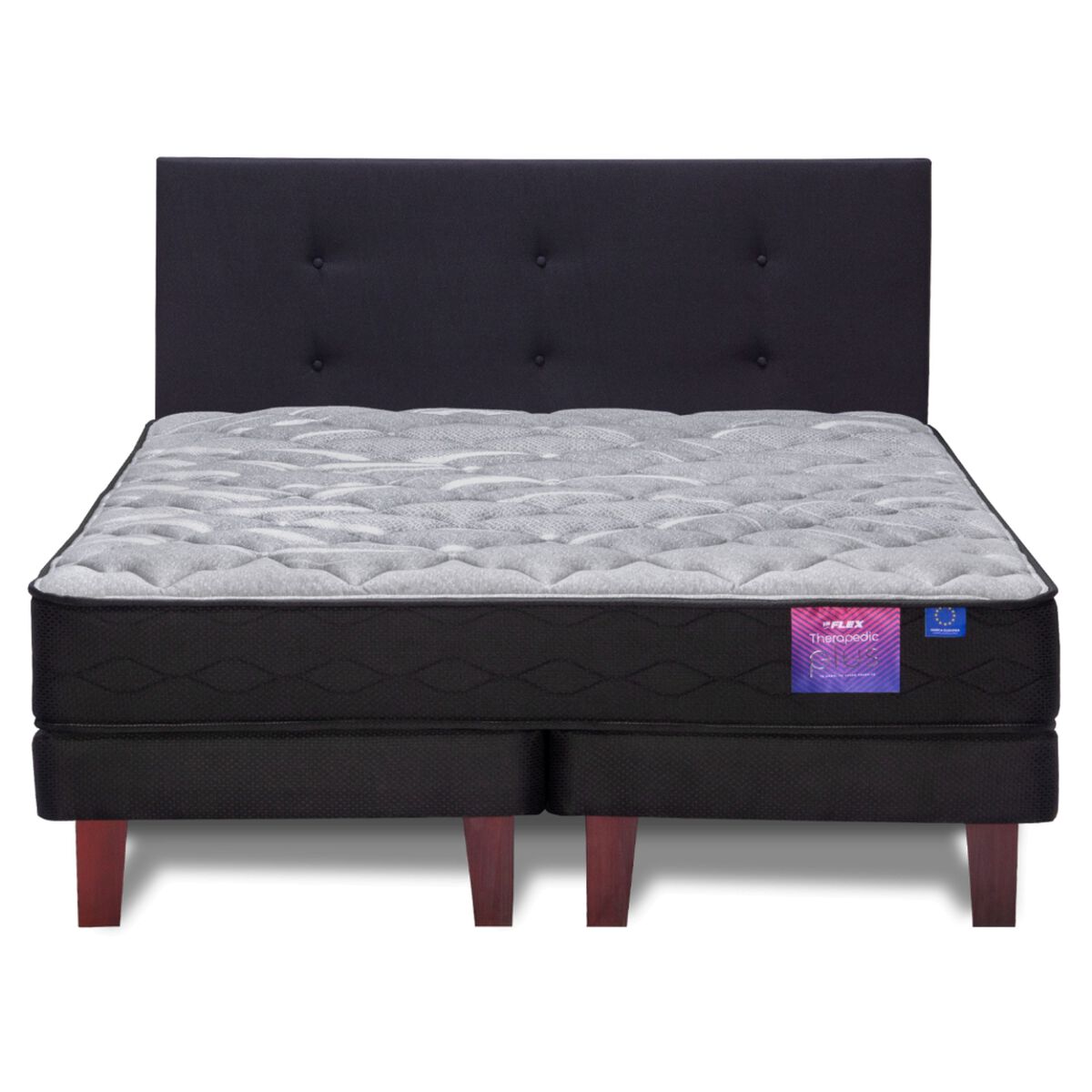 Cama Europea Flex Base Dividida King Therapedic Plus  + Respaldo Royal