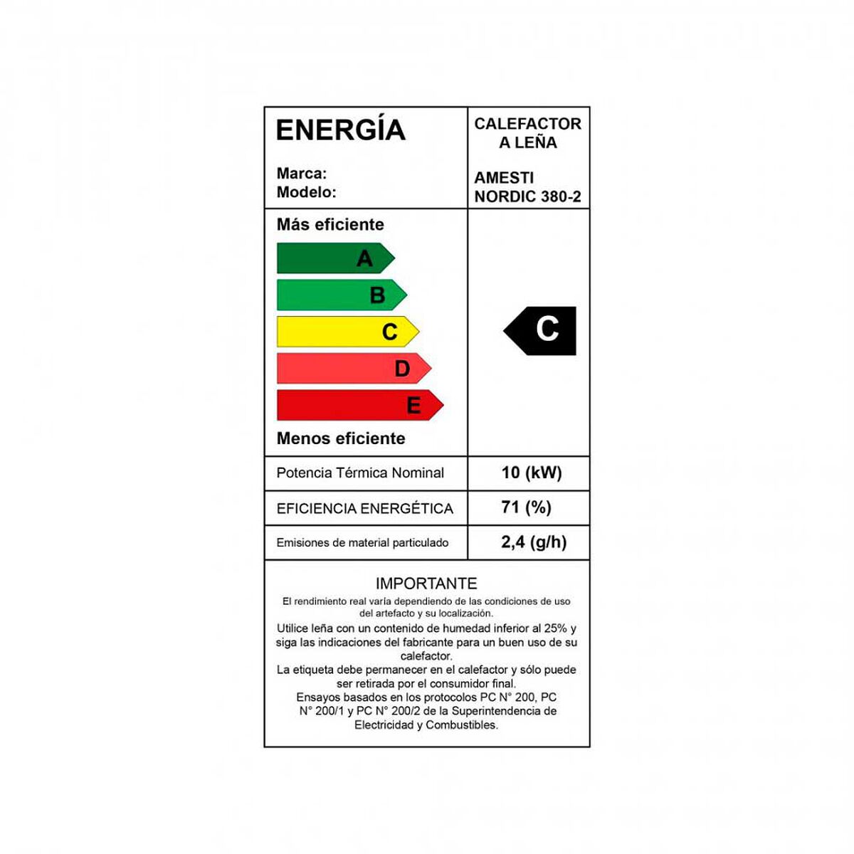 Combustión a Leña Amesti Nordic 380