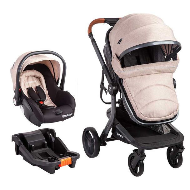 Coche Cuna Travel System Bebe Taurus con Base Beige Bebesit