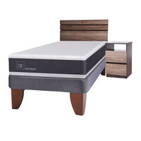 Cama Europea CIC 1,5 Plazas Ortopedic + Respaldo + Velador